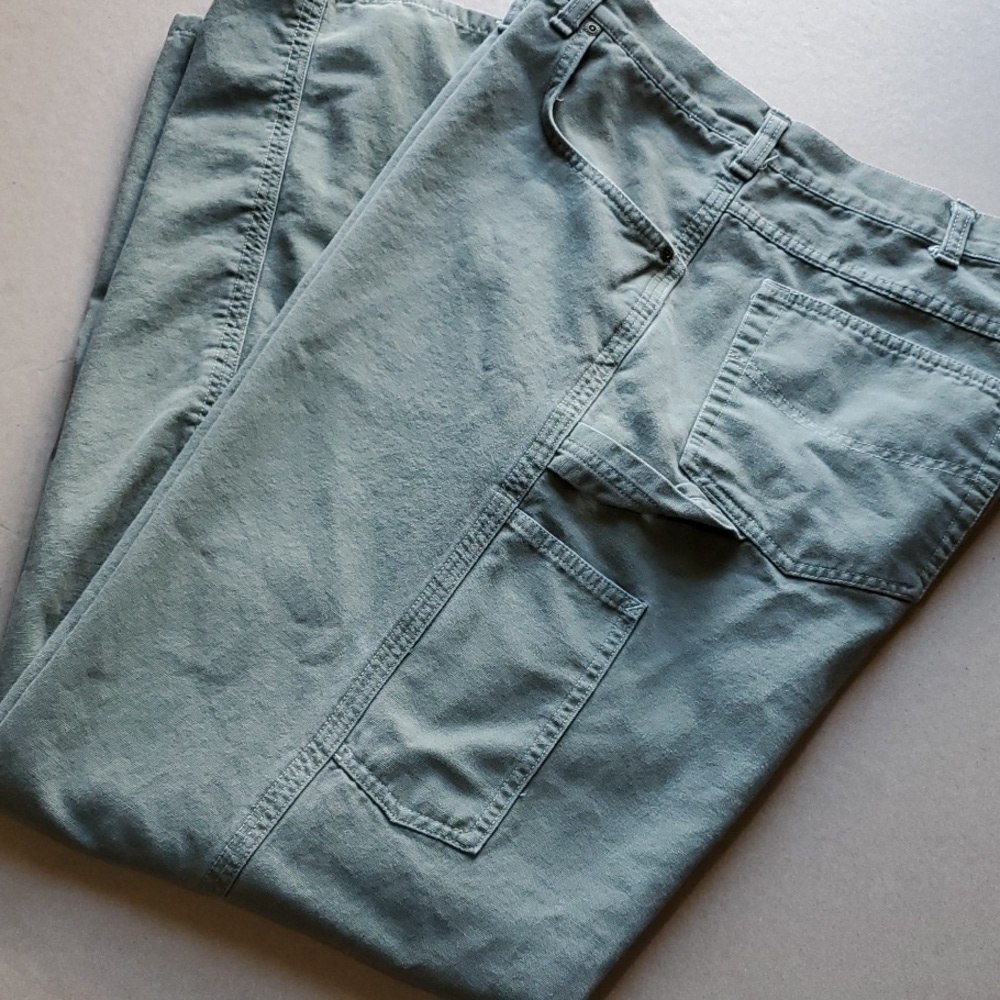 Carhartt green carpenters pants no size tag waist 19 "  inseam 33 EUC